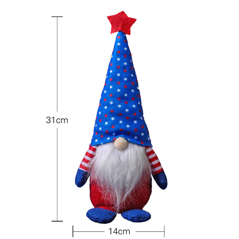 Independence Day Five-pointed Star Faceless Doll Elderly Plush Doll Ornaments
