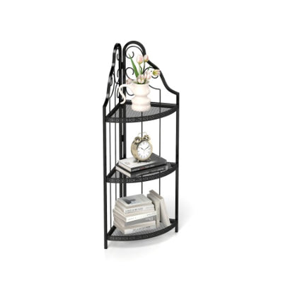3-Tier Corner Open Shelf,Bookcase Freestanding Shelving Unit,Plant Stand Small Bookshelf For Living Room, Home Office, Kitchen, Small Space