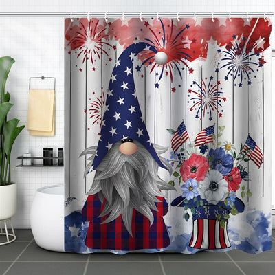 Independence Day Shower Curtain Bathroom Partition Punch-free