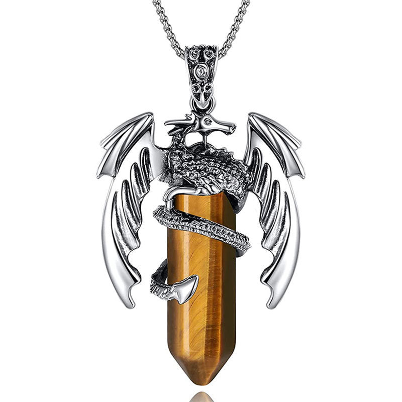 Natural Stone Hexagonal Prism Necklace