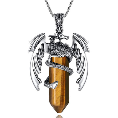 Natural Stone Hexagonal Prism Necklace