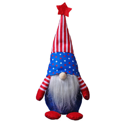 Independence Day Five-pointed Star Faceless Doll Elderly Plush Doll Ornaments