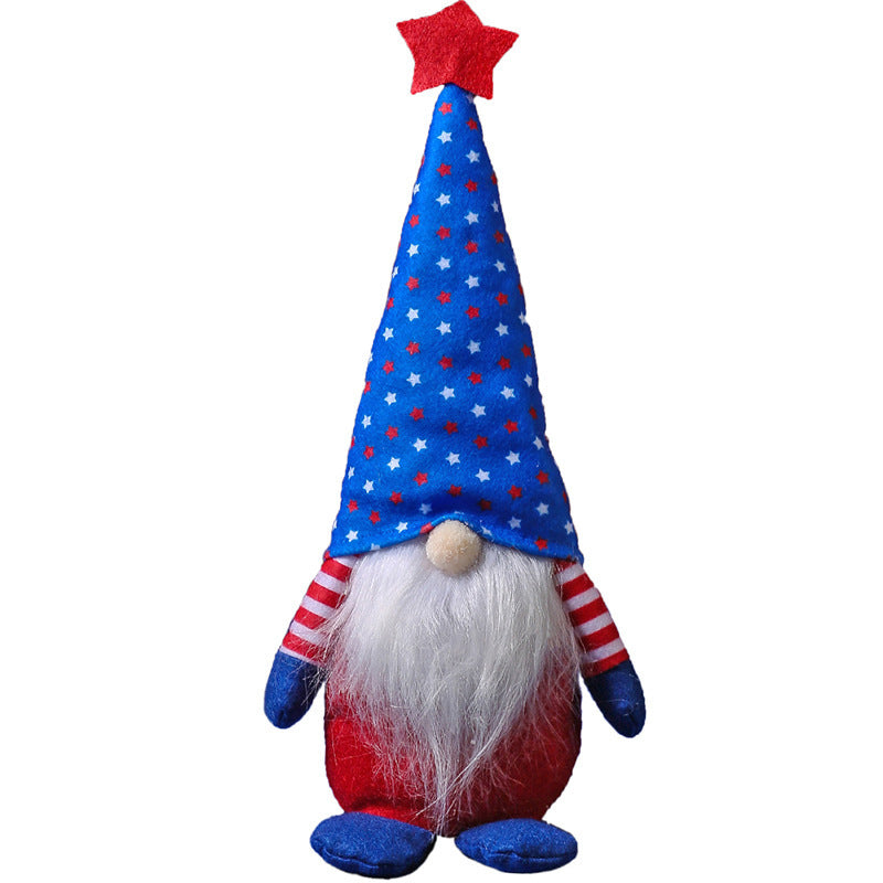 Independence Day Five-pointed Star Faceless Doll Elderly Plush Doll Ornaments