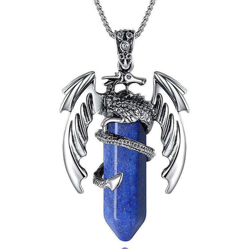 Natural Stone Hexagonal Prism Necklace