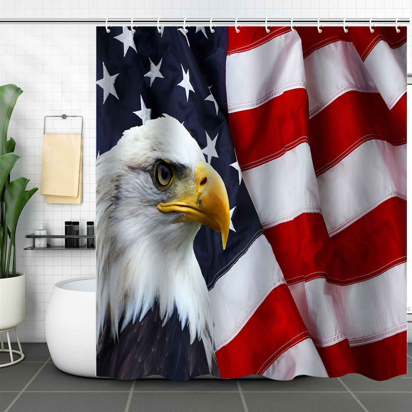 Independence Day Shower Curtain Bathroom Partition Punch-free