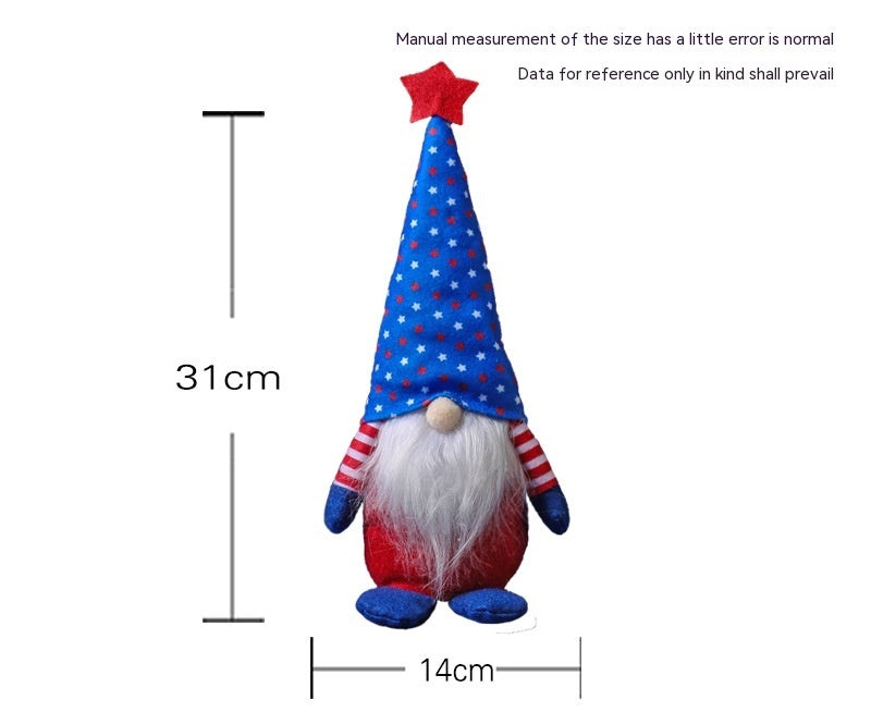 Independence Day Five-pointed Star Faceless Doll Elderly Plush Doll Ornaments