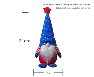 Independence Day Five-pointed Star Faceless Doll Elderly Plush Doll Ornaments