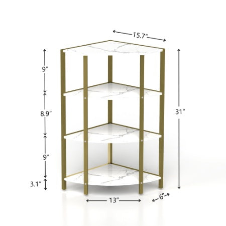 4-Tier Corner Open Shelf,Bookcase Freestanding Shelving Unit,Plant Stand Small Bookshelf For Living Room, Home Office, Kitchen, Small Space