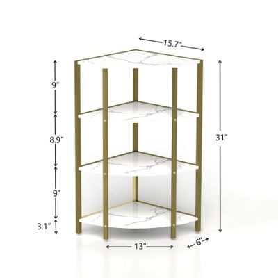 4-Tier Corner Open Shelf,Bookcase Freestanding Shelving Unit,Plant Stand Small Bookshelf For Living Room, Home Office, Kitchen, Small Space