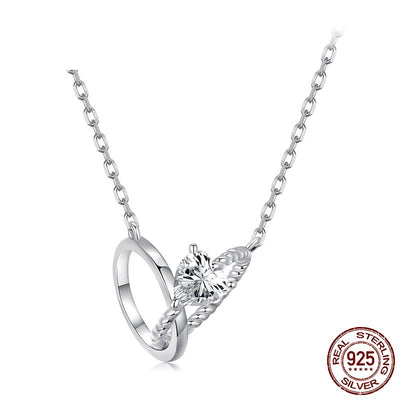 Mother's Day Double Ring Necklace S925 Sterling Silver Snake Bones Chain
