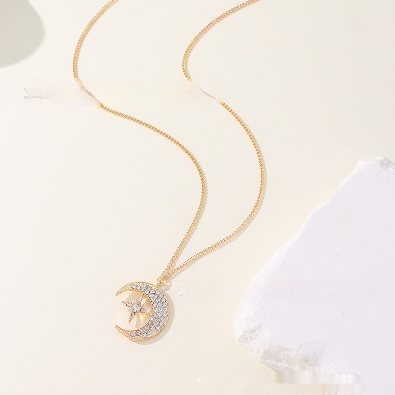 Niche Design Star Moon Inlaid Pendant Necklace For Women