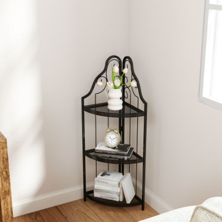 3-Tier Corner Open Shelf,Bookcase Freestanding Shelving Unit,Plant Stand Small Bookshelf For Living Room, Home Office, Kitchen, Small Space