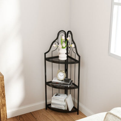 3-Tier Corner Open Shelf,Bookcase Freestanding Shelving Unit,Plant Stand Small Bookshelf For Living Room, Home Office, Kitchen, Small Space