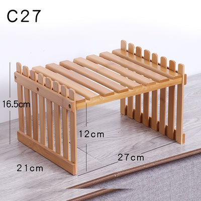 Multi-layer Solid Wood Small Flower Stand Office Desk Surface Panel Bamboo Plant Simplicity Succulent Pot Frame Balcony Storage