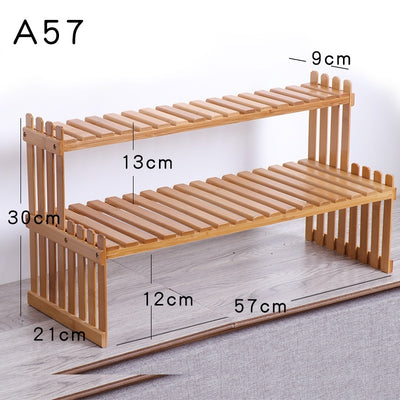 Multi-layer Solid Wood Small Flower Stand Office Desk Surface Panel Bamboo Plant Simplicity Succulent Pot Frame Balcony Storage