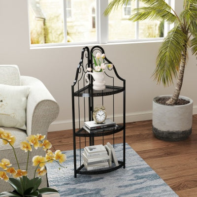 3-Tier Corner Open Shelf,Bookcase Freestanding Shelving Unit,Plant Stand Small Bookshelf For Living Room, Home Office, Kitchen, Small Space