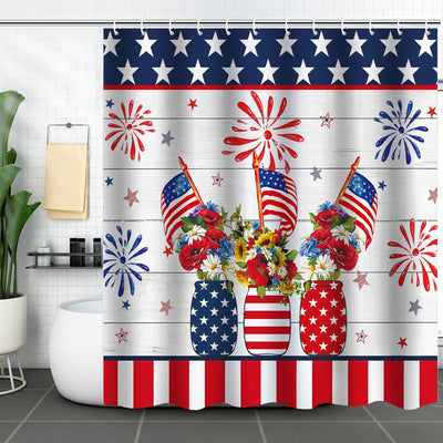 Independence Day Shower Curtain Bathroom Partition Punch-free