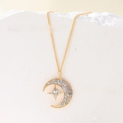 Niche Design Star Moon Inlaid Pendant Necklace For Women