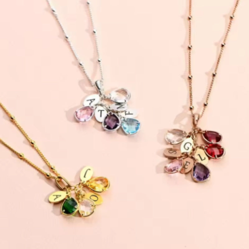 Customized Name Pendant Personalization Birthstone Initials Drop Necklace