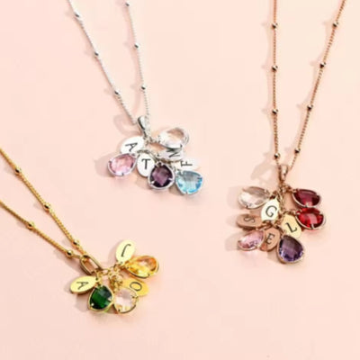 Customized Name Pendant Personalization Birthstone Initials Drop Necklace