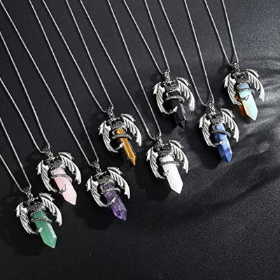 Natural Stone Hexagonal Prism Necklace