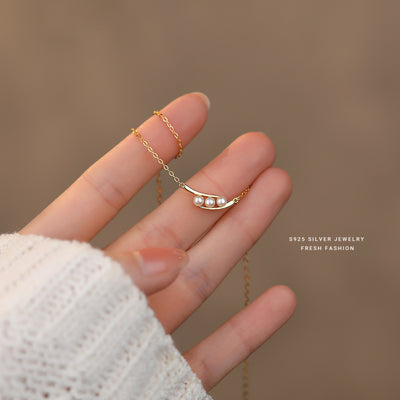 S925 Sterling Silver Pea Pod Pearl Necklace For Women